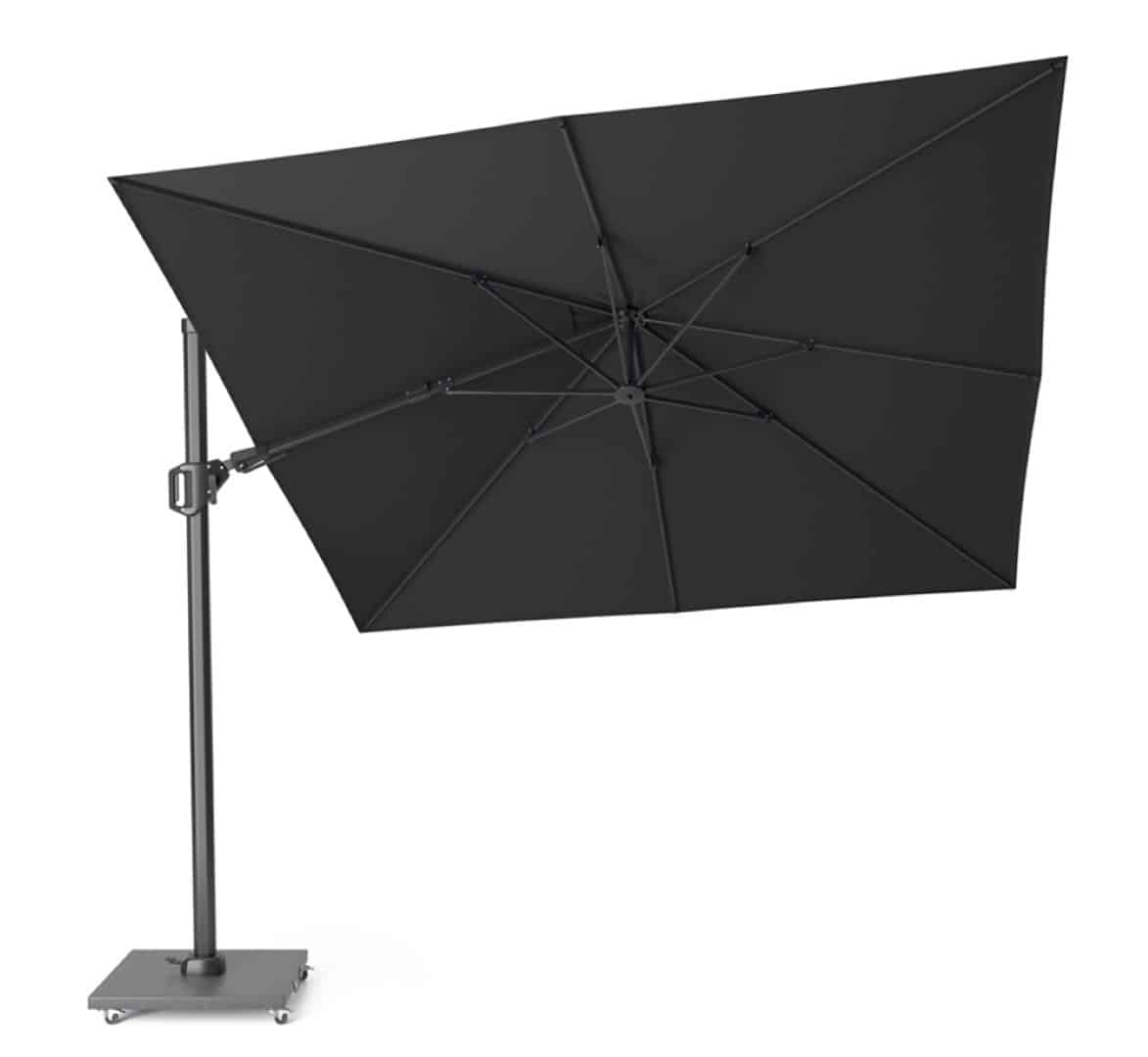 zweefparasol challenger zijwaarts kantelbaar (t2) premium 3×3 meter faded black zonwering platinum
