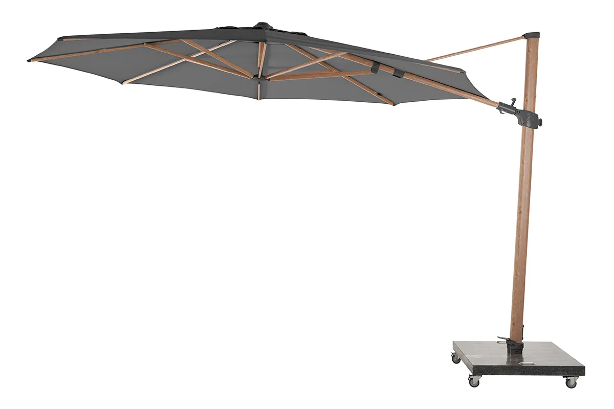 4 seasons outdoor | parasol siesta premium Ø350 cm| antraciet houtlook